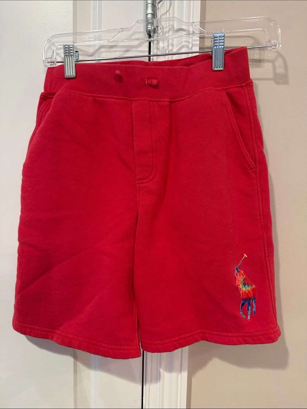 Ralph Lauren Kids Bright Red Fleece Shorts with Pony Logo